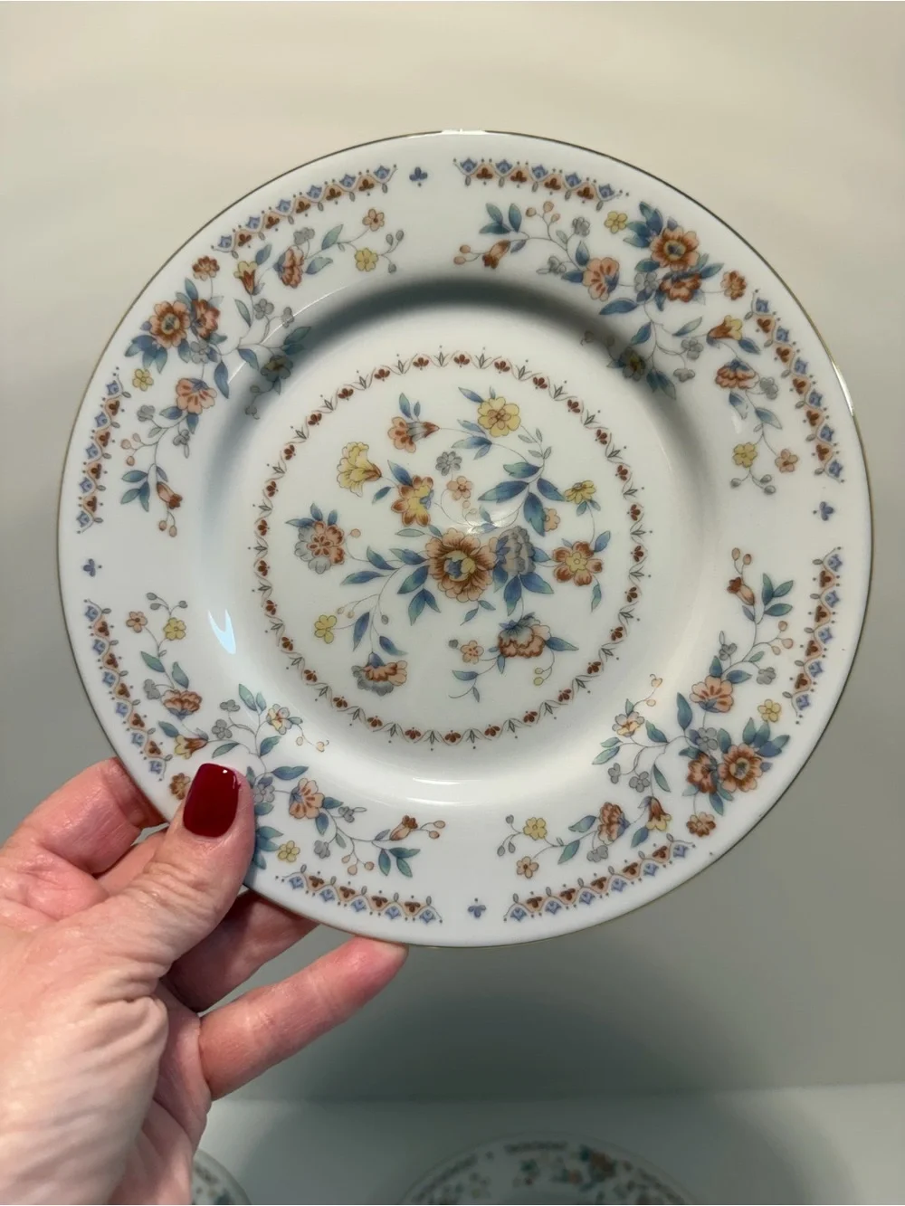 Vintage Zhong Guo Jie Pai Fine China Plates Dessert Ranmaru Buckingham Pattern